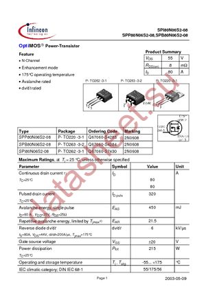 SPI80N06S2-08 datasheet  